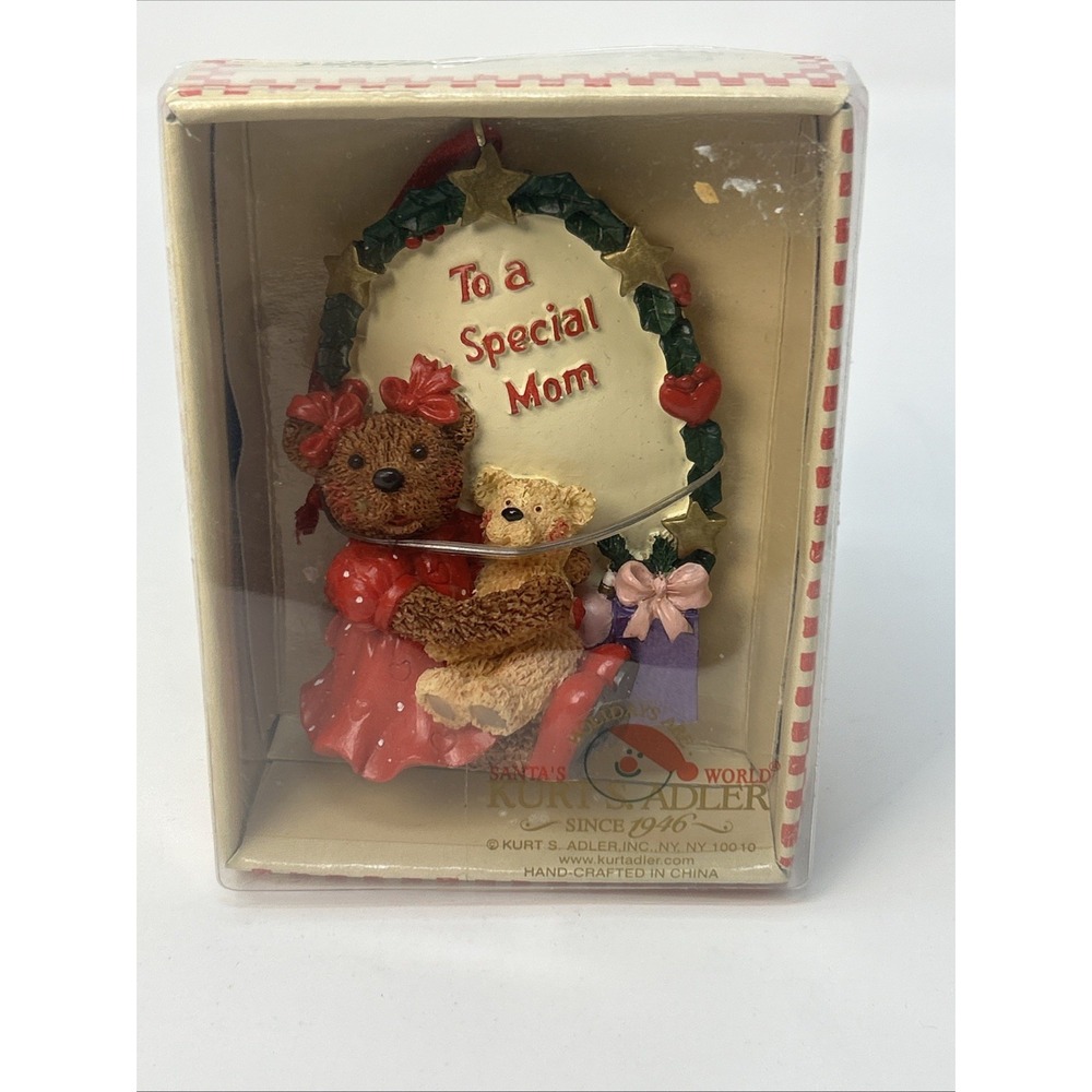 NIB Vintage Kurt Adler Christmas Ornament TO A SPECIAL MOM Holly Bearies
